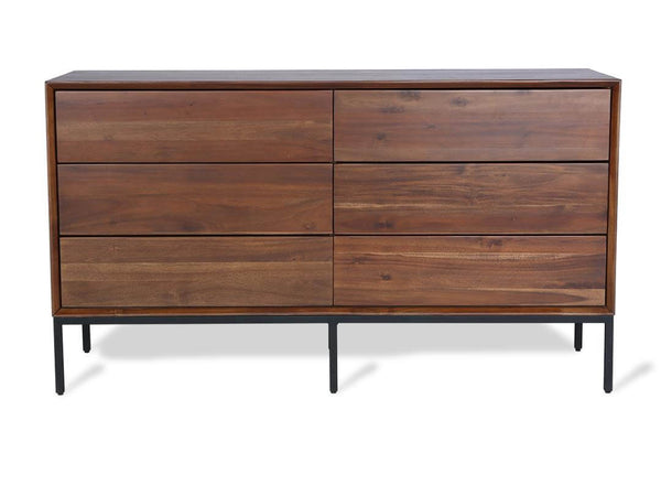 wood dresser with metal legs The Urban Port Modern Acacia Wood Dresser or Display Unit With Metal Base, Walnut Brown and Black - UPT-182996