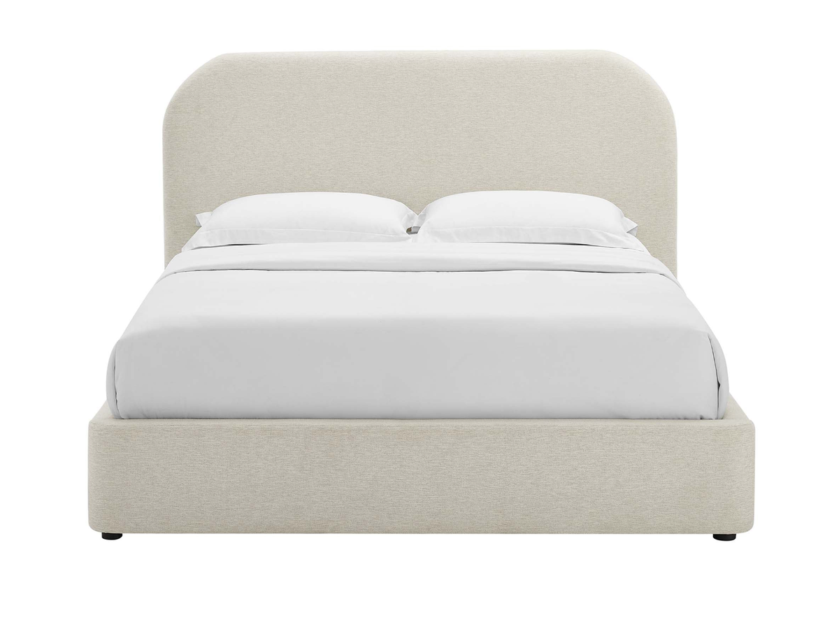 Ivory Modway platform bed with clean lines and a modern design, shown in a bedroom setting with a plush mattress and decorative pillows.